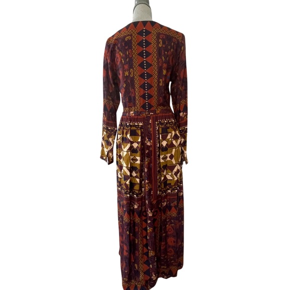 Louizon maxi dress bohemian vintage pattern ethnic floral print midi - Picture 4 of 9